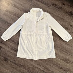 Eileen Fisher White Trench Coat Lightweight Cotton Blend